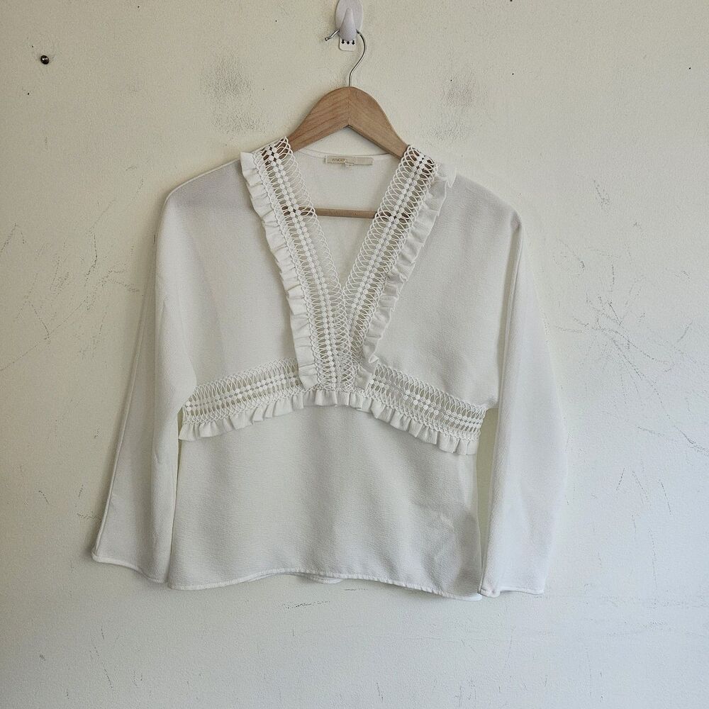 Maje White Viscose Blouse Size 1 – runs small, best fits US Women's XS.